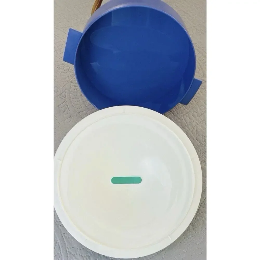 Vtg Tupperware Microwave Steamer Set Blue Green 3pc Veggie Cooker Strainer Lid